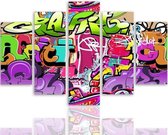 Schilderij , Graffiti in graffiti  ,4 maten , 5 luik , multikleur , wanddecoratie , Premium print , XXL