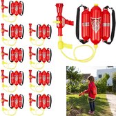 Relaxdays 10 x waterpistool brandweer kinderen - rugzak - brandweerspuit - rugtank – rood