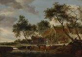 Salomon van Ruysdael, Pleisterplaats, 1660 op aluminium, 40 X 60 CM