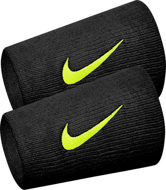 Nike Polsband breed - Zwart/NeonGeel - one size | bol.com