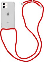 Hoesje met Koord Geschikt voor de Apple iPhone 11 | Back Cover met Ketting | Flexibel TPU | Ideaal voor Festival / Vakantie | Rood