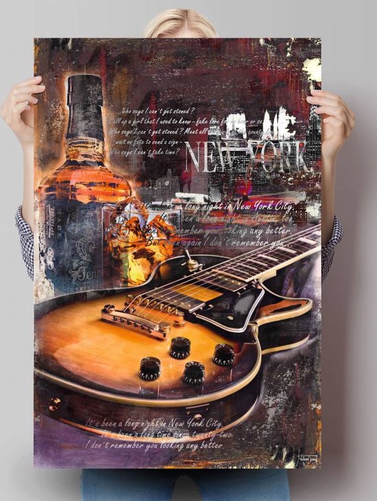 Poster Gitaar en whisky 91,5x61 cm