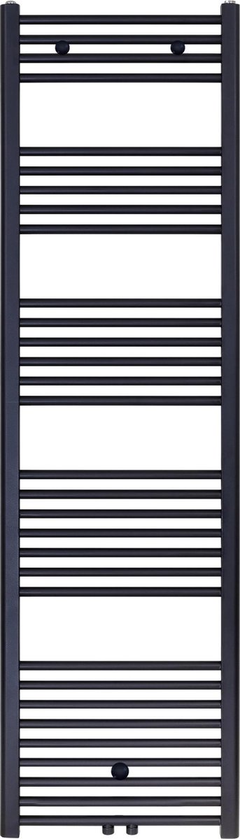 Rad-ion Handdoekradiator Middenaansluituing Met Aansluitset Voor Midden Uitgang Muur 1400x500 Geborsteld Mat Zwart