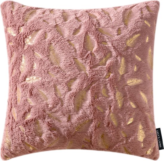 Lucy’s Living Luxe sierkussen Velvet FEATHER - oud roze - 45 x 45 cm - kussen - kussens - fluweel - wonen - interieur