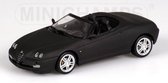 The 1:43 Diecast Modelcar of the Alfa Romeo Spider of 2003 in Matt Black. The manufacturer of this scalemodel is Minichamps.
