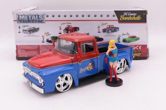 1956 Ford Dc Bombshells Diecast 1:24 Super Girl W/ 1956 Ford F-100