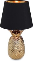 Tafellamp | Nachtlamp | Ananas | Keramisch | Decoratie Licht | Goud, Zwart | 40 cm
