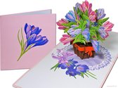 Popcards popupkaarten – Verjaardagskaart Boeket Bloemen Krokussen Liefde Valentijn Vriendschap Felicitatie Beterschap pop-up kaart 3D wenskaart