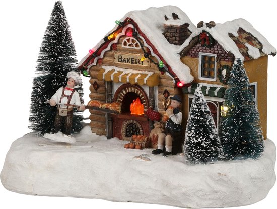 Luville Kerstdorp Miniatuur Bakker -  L25,5 x B16,5 x H17 cm