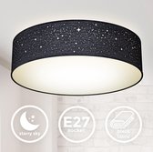 B.K.Licht - Decoratieve Plafondlamp - sterrenhemel effect - kinderkamer lamp - plafonnière - zwart - ronde - Ø38cm - met 2x E27 fitting - excl. lichtbron