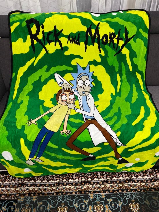 Hot Topic Rick And Morty Run Plush Throw Blanket , 48 Inch x 60 Inch