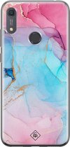 Huawei Y6 (2019) hoesje siliconen - Marmer blauw roze | Huawei Y6 (2019) case | multi | TPU backcover transparant