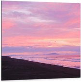 Dibond - Paarse Roze Lucht en  Zee - 100x100cm Foto op Aluminium (Met Ophangsysteem)