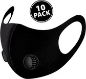 mondkapje 10 pack wasbaar mondkapje met dubbel adem ventiel filter niet medische mondmasker- comfortabel Neopreen/Scuba zeer goede kwaliteit, niet medisch mondkapje,zwart.