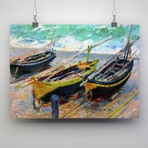 Poster drie vissersboten - Claude Monet - 70x50cm
