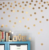 50x 4cm Gold Dots Wanddecoratie Muurstickers - Rondjes / Stippen Decoratie Stickers - Muurstickers Slaapkamer / Babykamer / Kinderkamer van Stickerkamer.nl