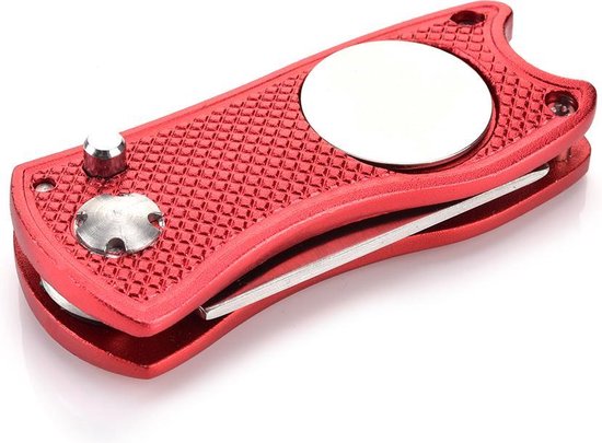 Firsttee - Pitchfork golf - Opvouwbaar - INCLUSIEF MARKER - Rood - Repareer Greens - Golf accessoires - Golfballen - Pitchfork marker - Pitchfork metaal - Compact - Pocket  - Marker golfbal - Golfbalmarkers - Golf sport - Golf training - Cadeau — afbeelding 4