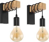 Wandlampen set van 2  Modern  E27  Zwart