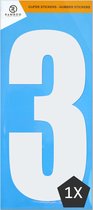 Cijfer sticker 3 | Wit | 1 stuk | Kliko Stickers | Cijfer Stickers | Nummer Stickers | Plakcijfers | 17,5 CM Hoog