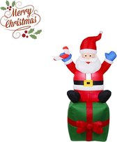 Lichtgevende, Opblaasbare kerstman met pakje (180cm)