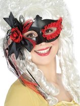 ATOSA - Zwart oogmasker met strik en kant voor dames - Maskers > Masquerade masker