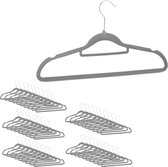 Relaxdays kledinghangers set - broekhanger - klerenhangers met stropdashouder - antislip - Grijs, Pak van 50