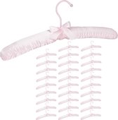 Relaxdays 30x kledinghangers satijn - gepolsterd - kleerhangers - stof - roze - hangers