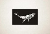 Line Art - Walvis vierkant - XS - 19x30cm - Zwart - geometrische wanddecoratie