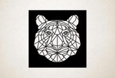 Line Art - Tijger vierkant - XS - 25x25cm - Zwart - geometrische wanddecoratie