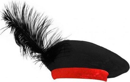 Pietenmuts | Zwarte baret piet met rode band | Leuke pieten muts voor bol.com