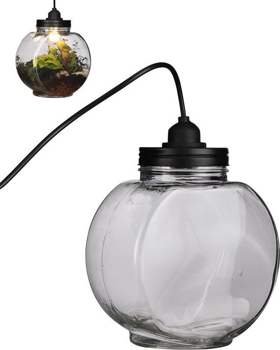Mica Terrarium met lamp H24 x Ø14 cm - Glas - Transparant |