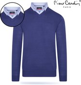Pierre Cardin - Heren Trui - V-hals met overhemdkraag  -  Blauw