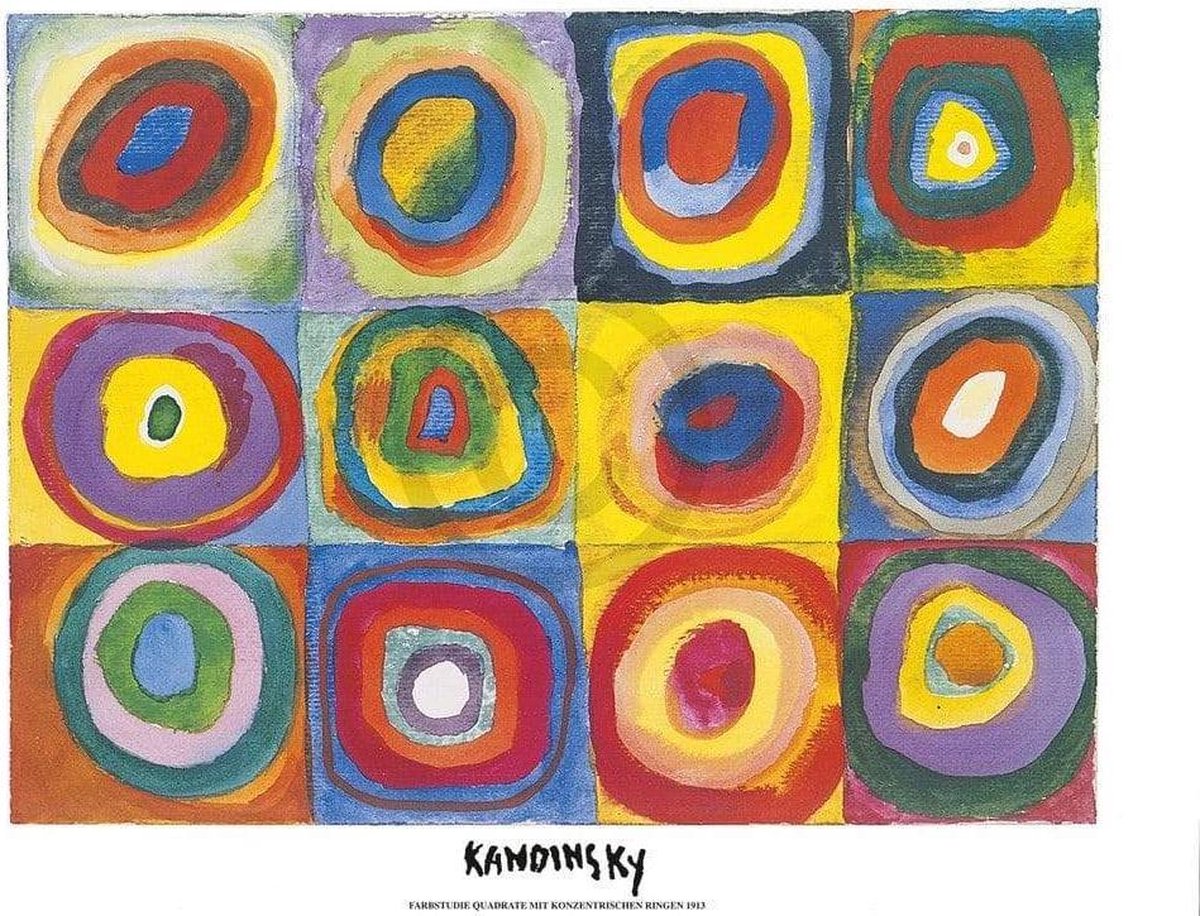 PGM Kunstdruk Wassily Kandinsky - Farbstudie Quadrate 80x60cm Divers