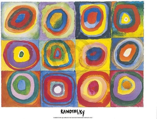 Kunstdruk Wassily Kandinsky - Farbstudie Quadrate 80x60cm