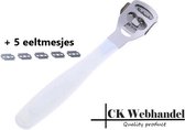 Professionele eeltschraper + 5 eeltmesjes - Eeltschaaf - RVS - Eelt rasp - Eelt verwijderaar inclusief mes - Eeltvijl - Eelt schraper / vijl
