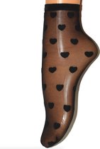 2 pack Gatta pantysokken met hartjes 15DEN, zwart, One size