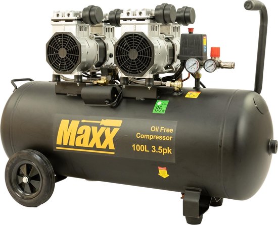 Verlengen Scarp Verhoogd Maxx Compressor - super stille en olievrij - Lucht gekoeld - 100L 3.5pk |  bol.com