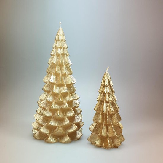 Rustik Lys - Set kerstboom kaarsen - Goud - 20 en 12 cm