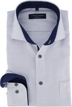 CASA MODA comfort fit overhemd - blauw met wit mini dessin structuur (contrast) - Strijkvrij - Boordmaat: 52
