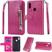 Glitter Bookcase voor Samsung Galaxy A20s | Hoogwaardig PU Leren Hoesje | Lederen Wallet Case | Telefoonhoesje | Pasjeshouder | Portemonnee | Roze