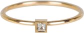 Ring Stylish Square Gold Steel Crystal CZ