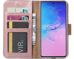 BixB Samsung Galaxy S10 Lite 2020 hoesje - bookcase rose goud + tempered glas screenprotector