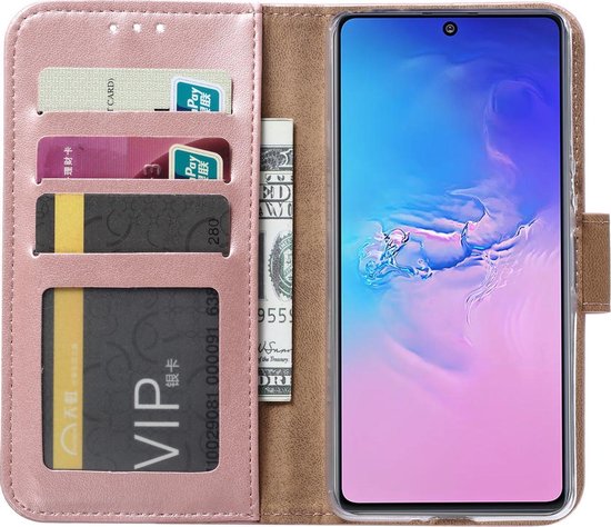 BixB Samsung Galaxy S10 Lite 2020 hoesje - bookcase rose goud + tempered glas screenprotector