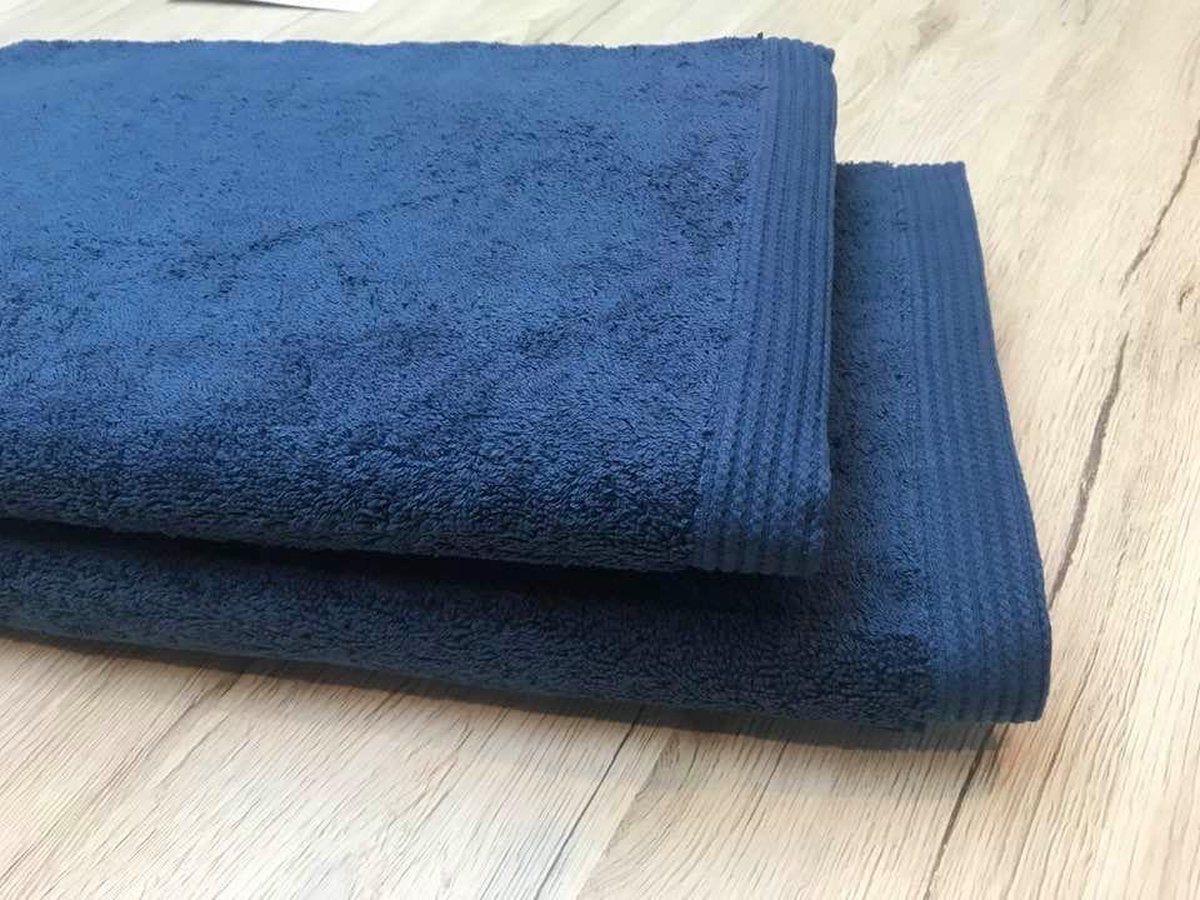 Graccioza SOREMA New Plus handdoek (2 stuks), gekamd katoen, 2 stuks 70x140cm Dark Denim Blauw