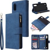 Luxe Telefoonhoesje voor Samsung Galaxy A10 | Hoogwaardig Leren Bookcase | Lederen Wallet Case | Luxe Uitstraling | Pasjeshouder 6 stuks | Portemonnee | Rits | Blauw