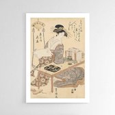 Walljar - Utagawa Kuniyoshi - Courtisane Ogiya - Muurdecoratie - Poster