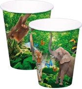 16x Tasses à thème Safari/ Jungle 250 ml - Fournitures de fête d'anniversaire pour enfants