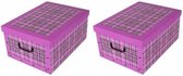 4x stuks opbergboxen/opbergdozen fuchsia roze 53 x 38 cm - Opslagboxen/opbergers