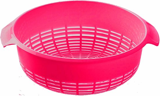 1x Kunststof vergiet roze - 27 x 23 x 9 cm - Laag model - Plastic vergieten keuken accessoires