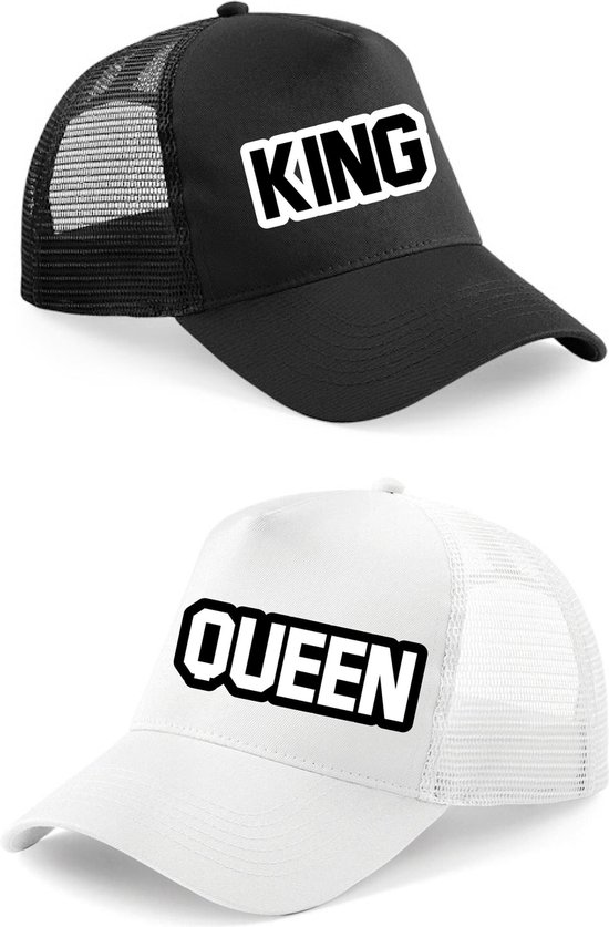 Petten King Queen-koppel caps-2 stuks